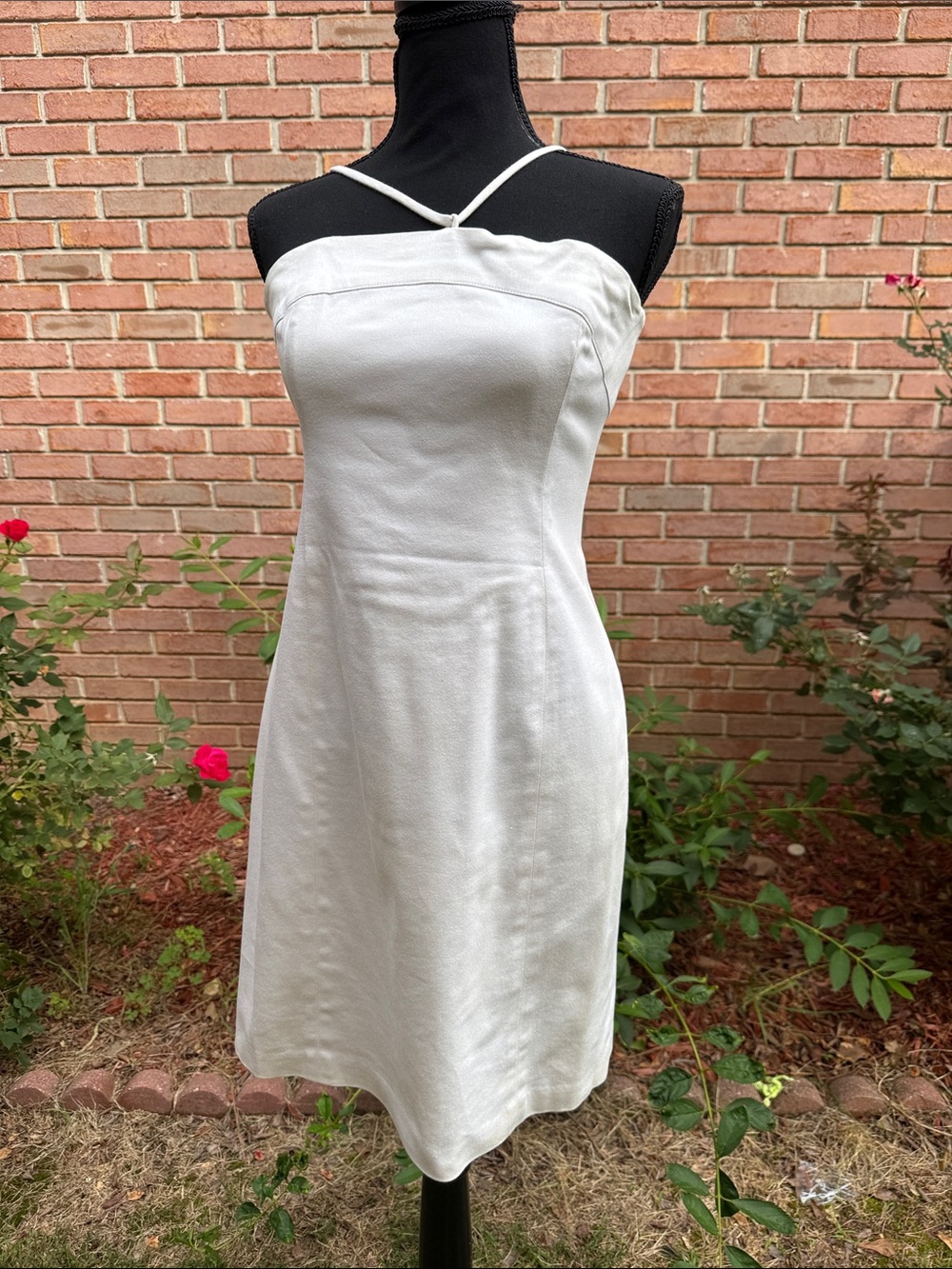 White House Black Market White Strapless Linen Dress